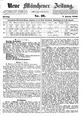 Neue Münchener Zeitung. Morgenblatt (Süddeutsche Presse) Montag 7. Februar 1859