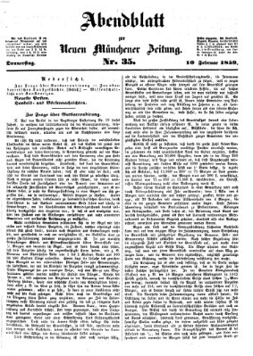 Neue Münchener Zeitung. Morgenblatt (Süddeutsche Presse) Donnerstag 10. Februar 1859