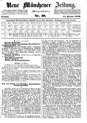 Neue Münchener Zeitung. Morgenblatt (Süddeutsche Presse) Dienstag 15. Februar 1859