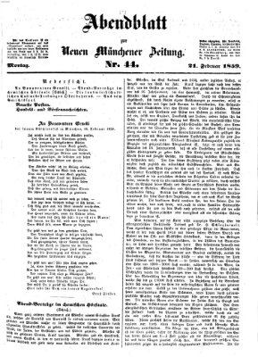 Neue Münchener Zeitung. Morgenblatt (Süddeutsche Presse) Montag 21. Februar 1859