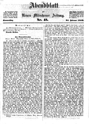 Neue Münchener Zeitung. Morgenblatt (Süddeutsche Presse) Donnerstag 24. Februar 1859