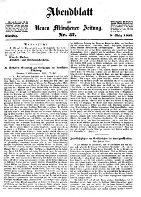 Neue Münchener Zeitung. Morgenblatt (Süddeutsche Presse) Dienstag 8. März 1859