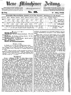 Neue Münchener Zeitung. Morgenblatt (Süddeutsche Presse) Freitag 11. März 1859