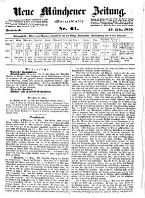 Neue Münchener Zeitung. Morgenblatt (Süddeutsche Presse) Samstag 12. März 1859