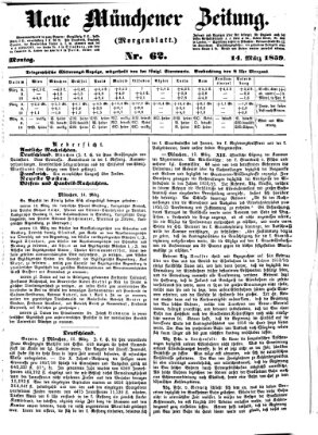 Neue Münchener Zeitung. Morgenblatt (Süddeutsche Presse) Montag 14. März 1859