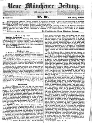 Neue Münchener Zeitung. Morgenblatt (Süddeutsche Presse) Samstag 19. März 1859