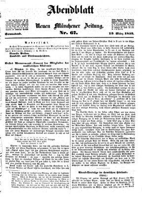 Neue Münchener Zeitung. Morgenblatt (Süddeutsche Presse) Samstag 19. März 1859