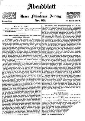 Neue Münchener Zeitung. Morgenblatt (Süddeutsche Presse) Donnerstag 7. April 1859