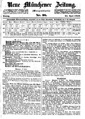 Neue Münchener Zeitung. Morgenblatt (Süddeutsche Presse) Montag 25. April 1859