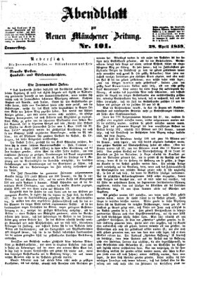 Neue Münchener Zeitung. Morgenblatt (Süddeutsche Presse) Donnerstag 28. April 1859