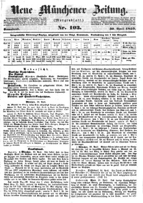 Neue Münchener Zeitung. Morgenblatt (Süddeutsche Presse) Samstag 30. April 1859