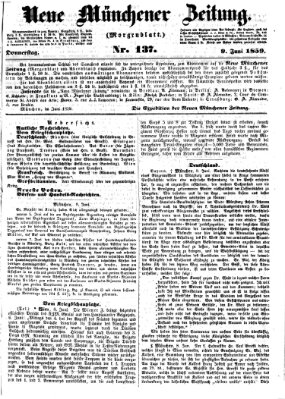 Neue Münchener Zeitung. Morgenblatt (Süddeutsche Presse) Donnerstag 9. Juni 1859