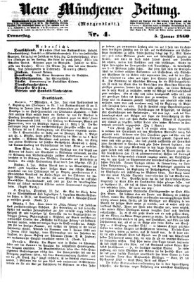 Neue Münchener Zeitung. Morgenblatt (Süddeutsche Presse) Donnerstag 5. Januar 1860