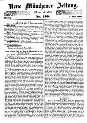 Neue Münchener Zeitung. Morgenblatt (Süddeutsche Presse) Montag 7. Mai 1860