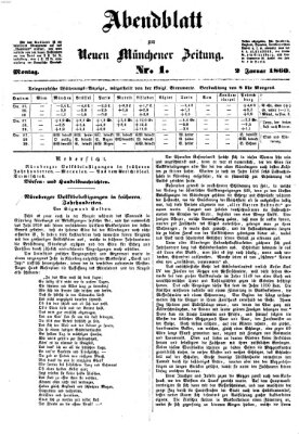 Neue Münchener Zeitung. Morgenblatt (Süddeutsche Presse) Montag 2. Januar 1860