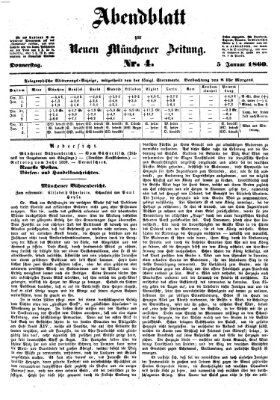 Neue Münchener Zeitung. Morgenblatt (Süddeutsche Presse) Donnerstag 5. Januar 1860