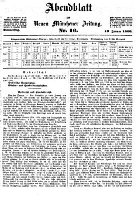 Neue Münchener Zeitung. Morgenblatt (Süddeutsche Presse) Donnerstag 19. Januar 1860