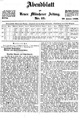 Neue Münchener Zeitung. Morgenblatt (Süddeutsche Presse) Freitag 20. Januar 1860