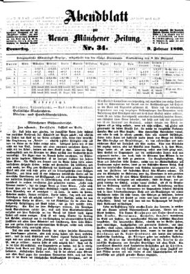 Neue Münchener Zeitung. Morgenblatt (Süddeutsche Presse) Donnerstag 9. Februar 1860