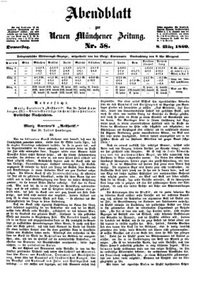 Neue Münchener Zeitung. Morgenblatt (Süddeutsche Presse) Donnerstag 8. März 1860