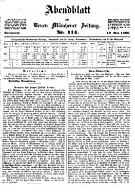 Neue Münchener Zeitung. Morgenblatt (Süddeutsche Presse) Samstag 12. Mai 1860