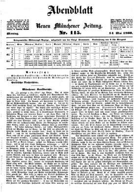 Neue Münchener Zeitung. Morgenblatt (Süddeutsche Presse) Montag 14. Mai 1860