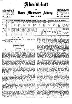 Neue Münchener Zeitung. Morgenblatt (Süddeutsche Presse) Samstag 23. Juni 1860