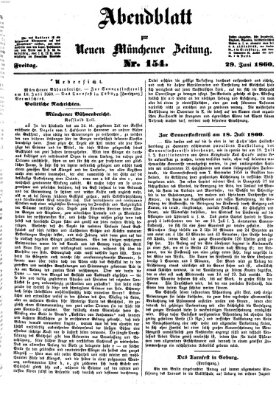 Neue Münchener Zeitung. Morgenblatt (Süddeutsche Presse) Freitag 29. Juni 1860