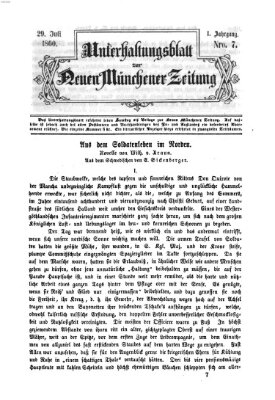 Neue Münchener Zeitung. Morgenblatt (Süddeutsche Presse) Sonntag 29. Juli 1860