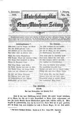 Neue Münchener Zeitung. Morgenblatt (Süddeutsche Presse) Sonntag 4. November 1860