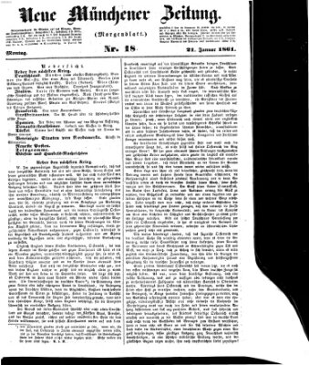 Neue Münchener Zeitung. Morgenblatt (Süddeutsche Presse) Montag 21. Januar 1861