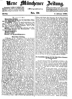 Neue Münchener Zeitung. Morgenblatt (Süddeutsche Presse) Freitag 1. Februar 1861