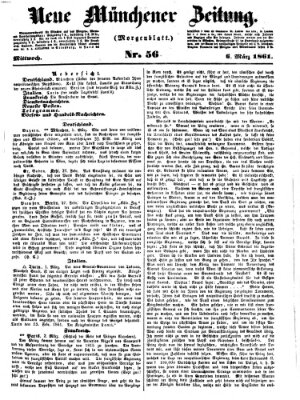 Neue Münchener Zeitung. Morgenblatt (Süddeutsche Presse) Mittwoch 6. März 1861