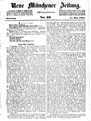 Neue Münchener Zeitung. Morgenblatt (Süddeutsche Presse) Donnerstag 14. März 1861