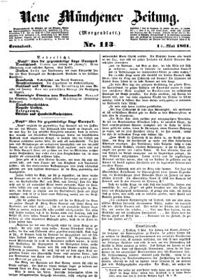 Neue Münchener Zeitung. Morgenblatt (Süddeutsche Presse) Samstag 11. Mai 1861