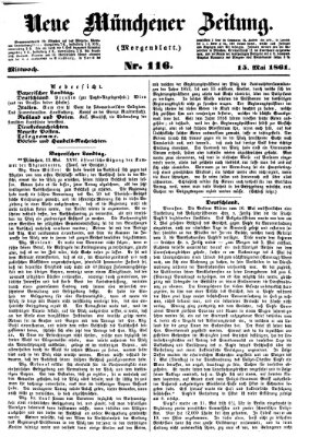 Neue Münchener Zeitung. Morgenblatt (Süddeutsche Presse) Mittwoch 15. Mai 1861