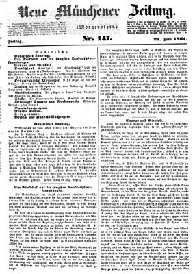 Neue Münchener Zeitung. Morgenblatt (Süddeutsche Presse) Freitag 21. Juni 1861