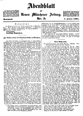 Neue Münchener Zeitung. Morgenblatt (Süddeutsche Presse) Samstag 5. Januar 1861