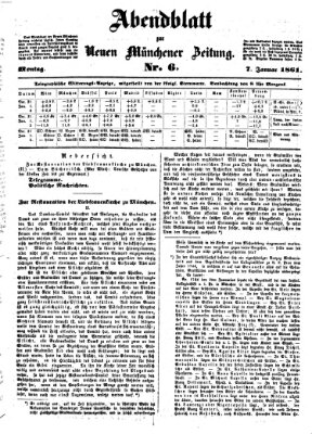 Neue Münchener Zeitung. Morgenblatt (Süddeutsche Presse) Montag 7. Januar 1861