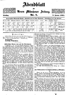 Neue Münchener Zeitung. Morgenblatt (Süddeutsche Presse) Dienstag 8. Januar 1861