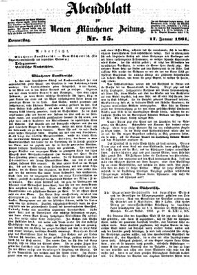 Neue Münchener Zeitung. Morgenblatt (Süddeutsche Presse) Donnerstag 17. Januar 1861