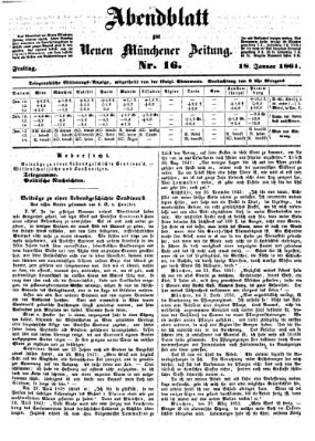 Neue Münchener Zeitung. Morgenblatt (Süddeutsche Presse) Freitag 18. Januar 1861