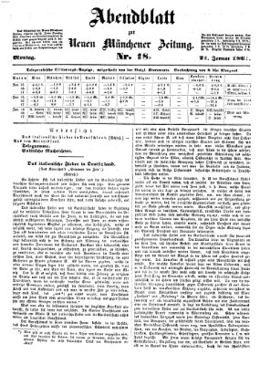 Neue Münchener Zeitung. Morgenblatt (Süddeutsche Presse) Montag 21. Januar 1861