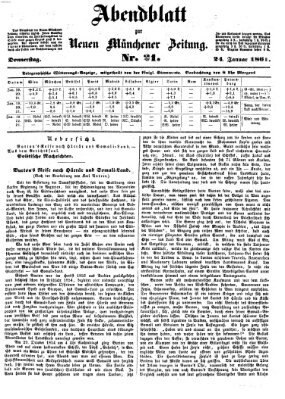 Neue Münchener Zeitung. Morgenblatt (Süddeutsche Presse) Donnerstag 24. Januar 1861