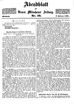 Neue Münchener Zeitung. Morgenblatt (Süddeutsche Presse) Mittwoch 6. Februar 1861