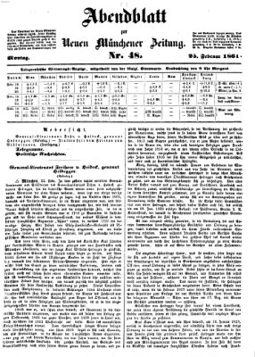 Neue Münchener Zeitung. Morgenblatt (Süddeutsche Presse) Montag 25. Februar 1861