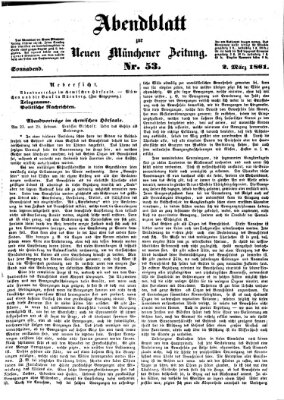 Neue Münchener Zeitung. Morgenblatt (Süddeutsche Presse) Samstag 2. März 1861