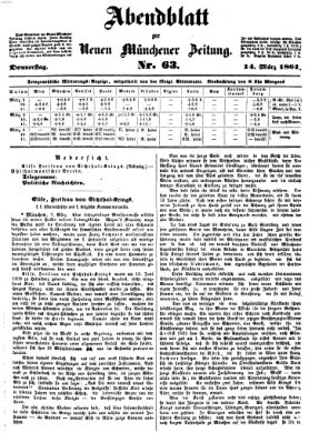 Neue Münchener Zeitung. Morgenblatt (Süddeutsche Presse) Donnerstag 14. März 1861