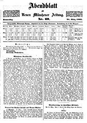 Neue Münchener Zeitung. Morgenblatt (Süddeutsche Presse) Donnerstag 21. März 1861