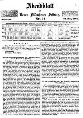 Neue Münchener Zeitung. Morgenblatt (Süddeutsche Presse) Samstag 23. März 1861